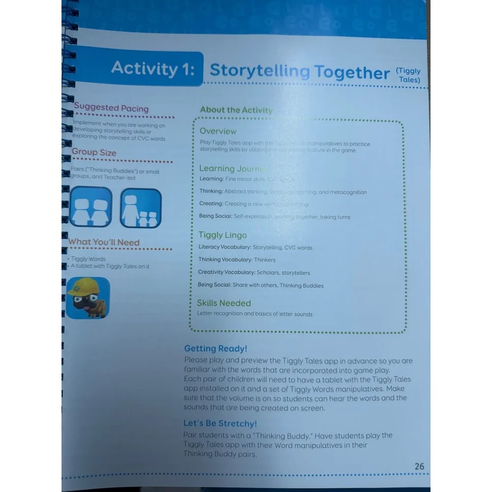 Tiggly Words Interactive Learning Set Vowels‎ Teacher Handbook Journals Case